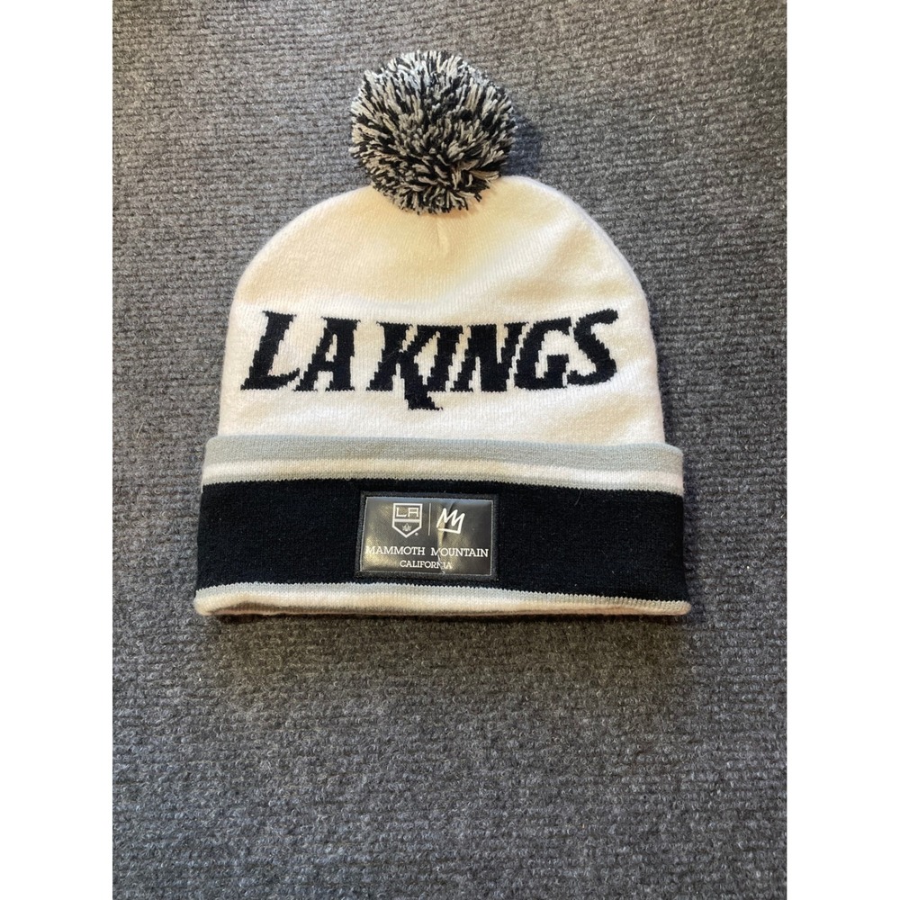 LA Kings x Mammoth Mountain California Pom Beanie Knit Hat White Black NHL